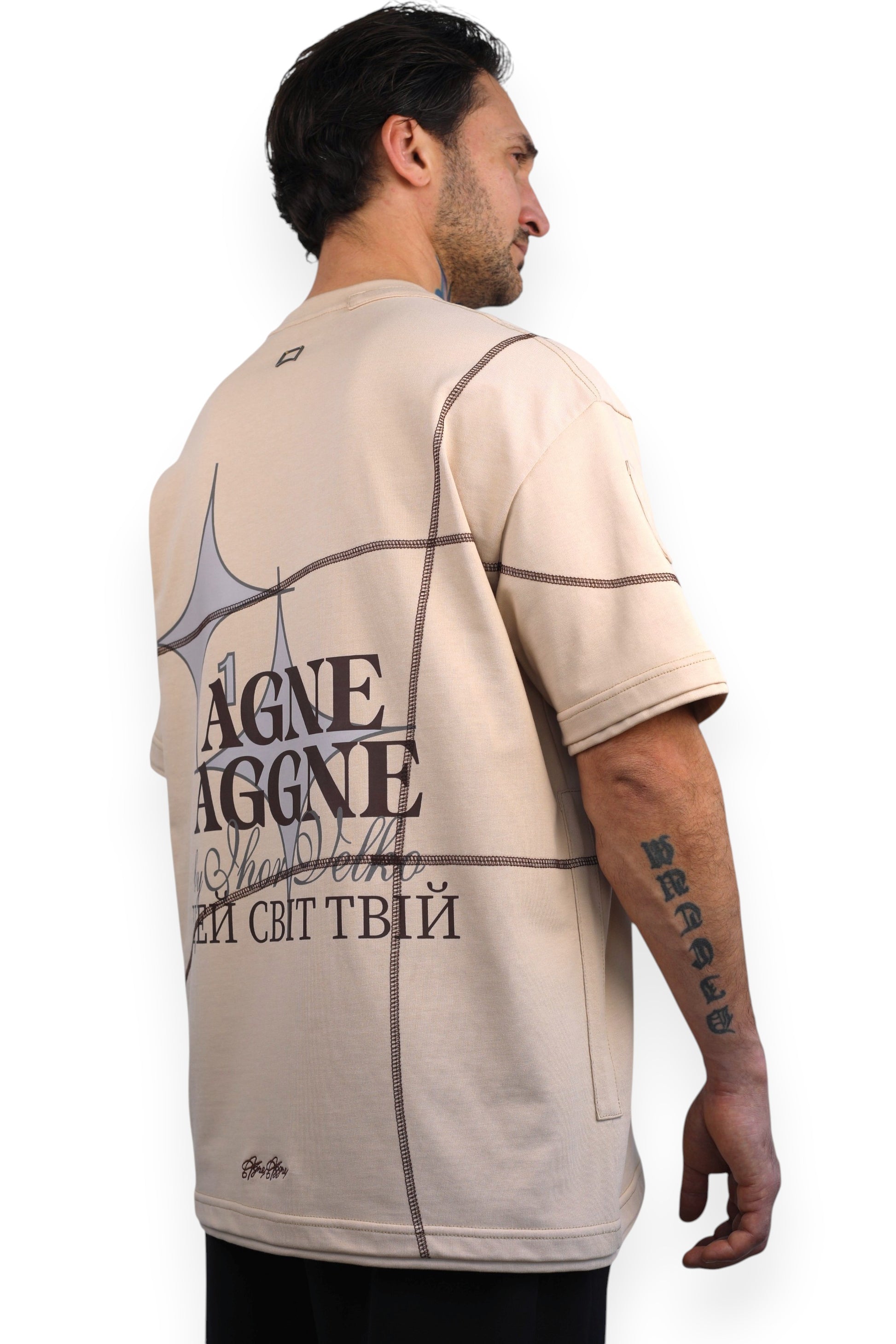 AGNEAGGNE - LIVE YOUR DREAM T-SHIRT "HIGH" BIEGE